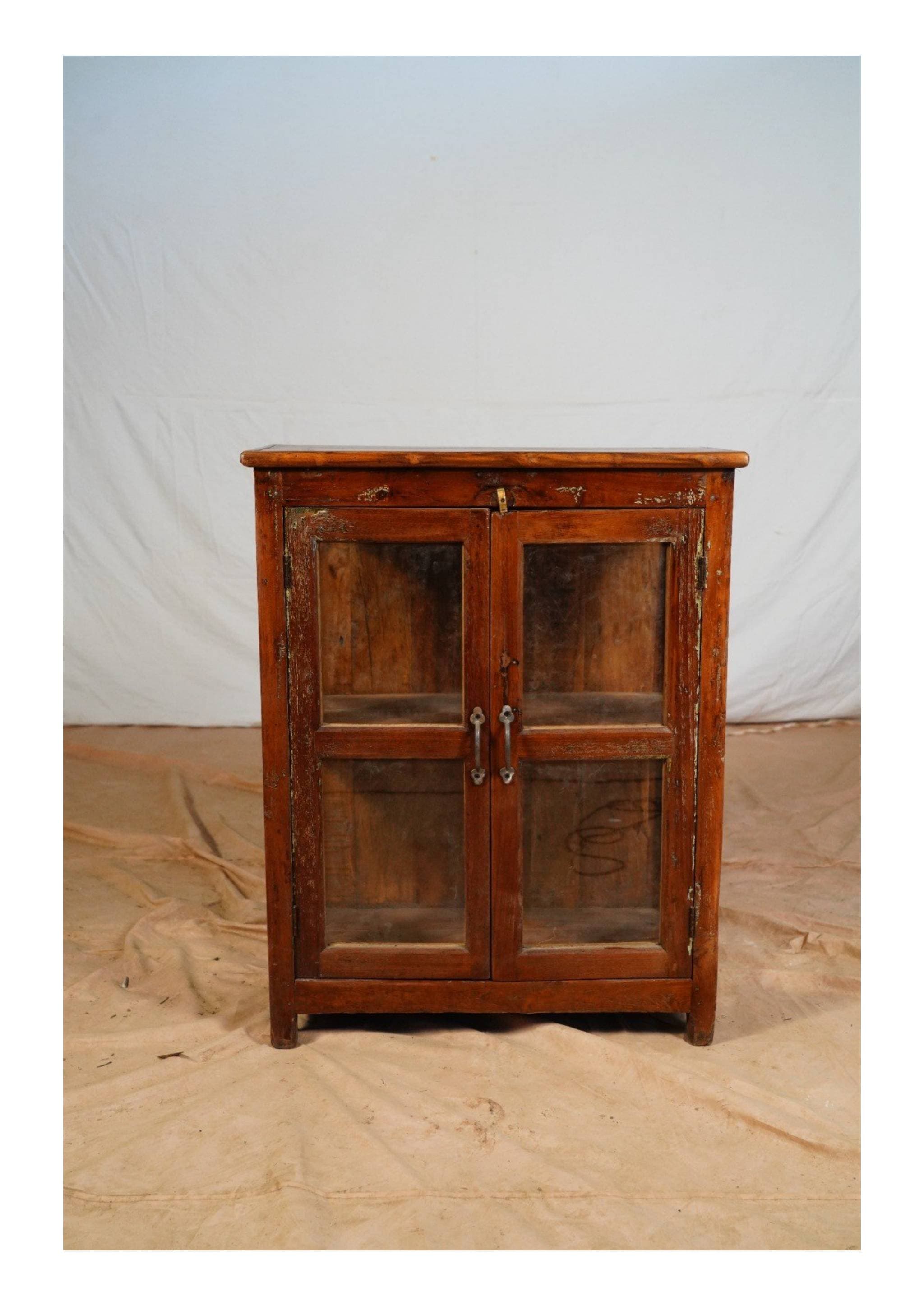 Vintage Glass Door Storage Cabinet — image 1